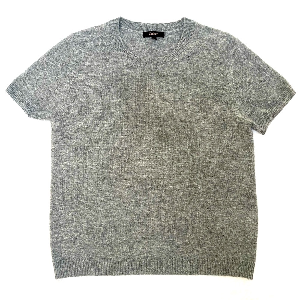 Quince Cashmere Tee Heather Grey Medium